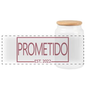 Prometido Est. 2022 Fiancé Engagement Groom To Be - Boîte à biscuits avec couvercle en bois - blanc - Devant