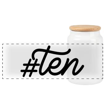 10th Birthday Gift, 10 Years Old, For Boys & Girls - Panoramic Cookie Jar with Wooden Lid - white - Front