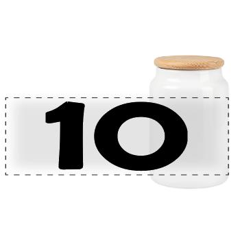 10. 10 YEARS. 10th ANNIVERSARY. 10 YEAR ANNIVERSARY. - Panoramic Cookie Jar with Wooden Lid - white - Front