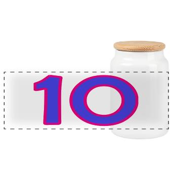 10. 10 YEARS. 10th ANNIVERSARY. 10 YEAR ANNIVERSARY. - Panoramic Cookie Jar with Wooden Lid - white - Front