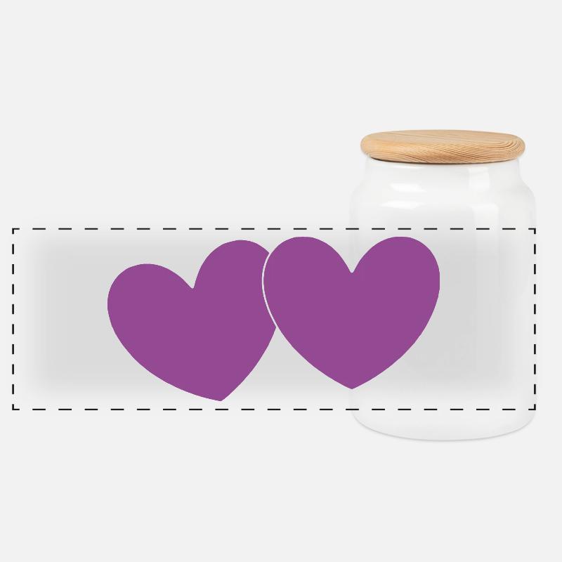 Valentinstag Herz violett Paare - Panorama Keksdose mit Holzdeckel - Weiß