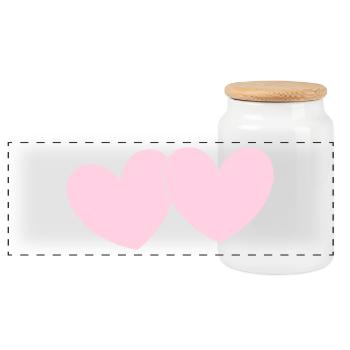 pink heart heart pink red heart pink heart pattern - Panoramic Cookie Jar with Wooden Lid - white - Front