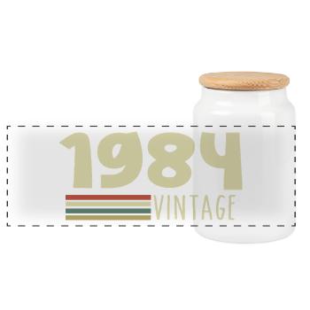1984-Jubiläum-1984-retro-1984 - Panorama Keksdose mit Holzdeckel - Weiß - Vorne