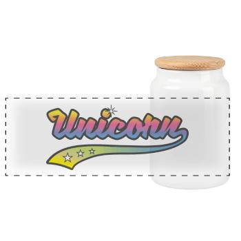 Unicorn Sport - Boîte à biscuits avec couvercle en bois - blanc - Devant