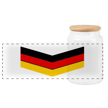 Rote Gelbe Chevron Form Muster - Panorama Keksdose mit Holzdeckel - Weiß - Vorne