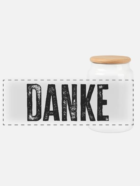 Danke Dankeschön Worte Geschenk - Panorama Keksdose mit Holzdeckel - Weiß