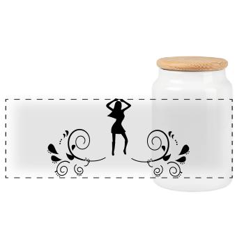 Danseuse aux fleurs - Boîte à biscuits avec couvercle en bois - blanc - Devant
