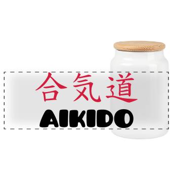 Aikido (V) - Panorama Keksdose mit Holzdeckel - Weiß - Vorne