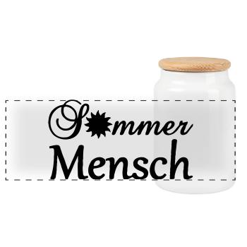 Sommermensch Geschenk - Panorama Keksdose mit Holzdeckel - Weiß - Vorne