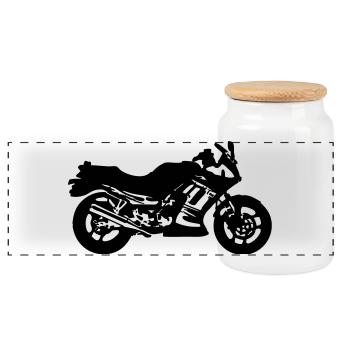 Motorrad , Ninja , Japan , Rennmaschine , (25) - Panorama Keksdose mit Holzdeckel - Weiß - Vorne