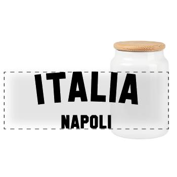 NAPLES Napoli Italia Italy Italy - Panoramic Cookie Jar with Wooden Lid - white - Front