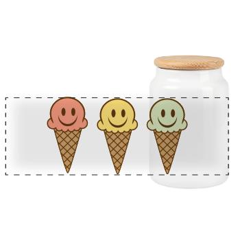Glace - Boîte à biscuits avec couvercle en bois - blanc - Devant