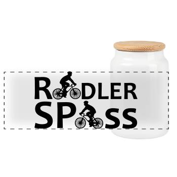 Radler Spaß Fahrrad Radfahrer Rad Fun Geschenk - Panorama Keksdose mit Holzdeckel - Weiß - Vorne