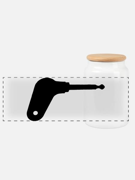 Oldtimer tractor ignition key - Panoramic Cookie Jar with Wooden Lid - white