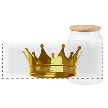 Crown You are the King King - Panoramic Cookie Jar with Wooden Lid - white - Front
