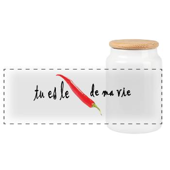 Piment Rouge Fort Piquant - Boîte à biscuits avec couvercle en bois - blanc - Devant