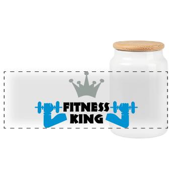 fitness - Panoramic Cookie Jar with Wooden Lid - white - Front