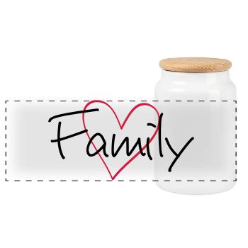 Family Heart Friendship Togetherness Gift - Panoramic Cookie Jar with Wooden Lid - white - Front