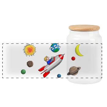 liberté - Boîte à biscuits avec couvercle en bois - blanc - Devant