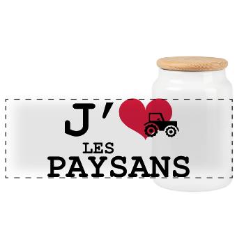 J'aime les Paysans - Boîte à biscuits avec couvercle en bois - blanc - Devant
