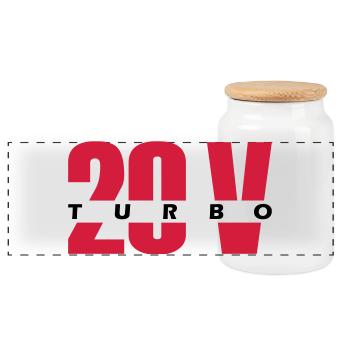 20V turbo - Boîte à biscuits avec couvercle en bois - blanc - Devant