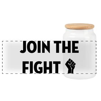 Join the fight / People / Peace / Revolution - Panoramic Cookie Jar with Wooden Lid - white - Front