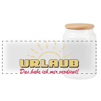 Urlaub, Ferien Spruch Shirt ,das habe ich mir (25) - Panorama Keksdose mit Holzdeckel - Weiß - Vorne