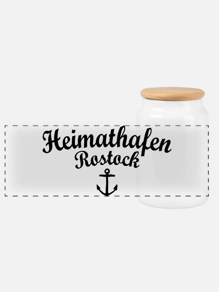 Heimathafen Rostock - Panorama Keksdose mit Holzdeckel - Weiß