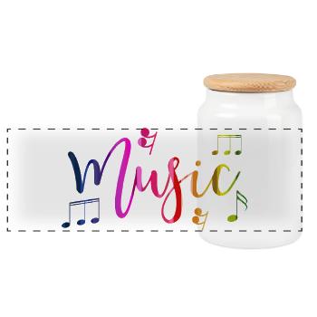 Colorful Design and Vibrant Music - Panoramic Cookie Jar with Wooden Lid - white - Front