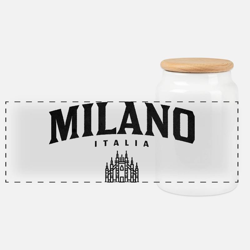 Milano Gothic Skyline Italien - Panorama Keksdose mit Holzdeckel - Weiß