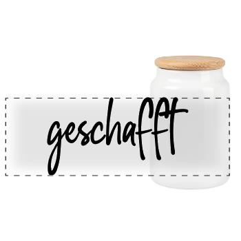 geschafft - Panorama Keksdose mit Holzdeckel - Weiß - Vorne
