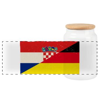 Germany and Croatia Vintage Flag - Panoramic Cookie Jar with Wooden Lid - white - Front