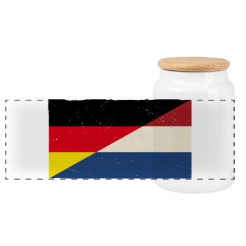 Allemagne et Pays-Bas Pavillon vintage - Boîte à biscuits avec couvercle en bois - blanc - Devant