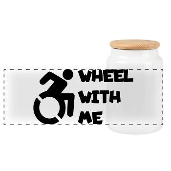 Roule avec moi dans mon fauteuil roulant * - Boîte à biscuits avec couvercle en bois - blanc - Devant