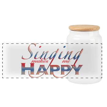 Singen spruch singer - Panoramic Cookie Jar with Wooden Lid - white - Front