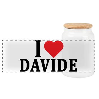 T-shirt J’adore Davide t-shirt idée cadeau - Boîte à biscuits avec couvercle en bois - blanc - Devant