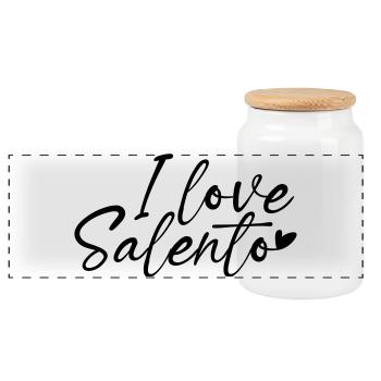 I love Salento - Panoramic Cookie Jar with Wooden Lid - white - Front
