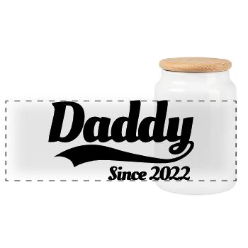 Vater Schwangerschaft schwanger Daddy since 2022 - Panorama Keksdose mit Holzdeckel - Weiß - Vorne