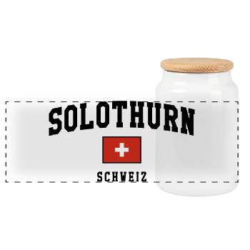 Solothurn Schweiz Flagge Design - Panorama Keksdose mit Holzdeckel - Weiß - Vorne