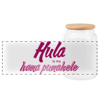 Hula is my hana punahele - Panorama Keksdose mit Holzdeckel - Weiß - Vorne