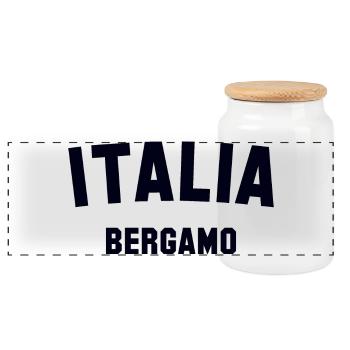 BERGAMO Italia Italien Italy - Panoramic Cookie Jar with Wooden Lid - white - Front