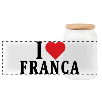 t-shirt J’aime Franca idée cadeau t-shirt - Boîte à biscuits avec couvercle en bois - blanc - Devant