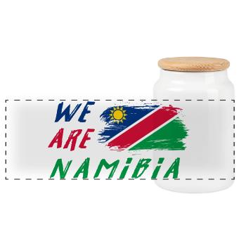 Wir sind Namibia - Panorama Keksdose mit Holzdeckel - Weiß - Vorne