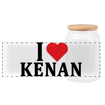t-shirt J’adore Kenan idée cadeau t-shirt - Boîte à biscuits avec couvercle en bois - blanc - Devant