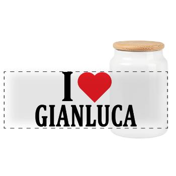 T-Shirt Ich liebe Gianlunca T-Shirt Geschenkidee - Panorama Keksdose mit Holzdeckel - Weiß - Vorne