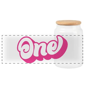 One 1st Birthday For Girls 1 Year Old - Panoramic Cookie Jar with Wooden Lid - white - Front