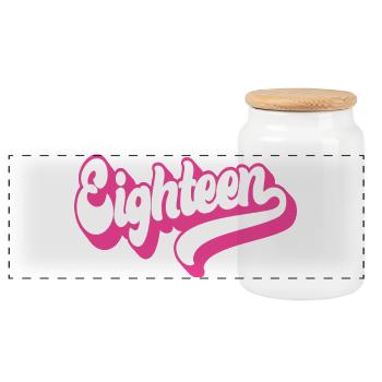 Eighteen 18th Birthday Girls Women 18 Years Old - Panoramic Cookie Jar with Wooden Lid - white - Front