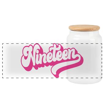 Neunzehn 19. Geburtstag Mädchen Frauen 19 Jahre alt - Panorama Keksdose mit Holzdeckel - Weiß - Vorne