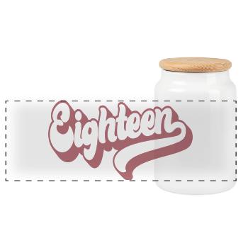 Eighteen 18th Birthday Girls Women 18 Years Old - Panoramic Cookie Jar with Wooden Lid - white - Front