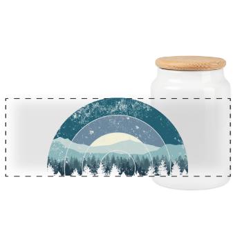 Blue Arc Forest Landschaft - Panorama Keksdose mit Holzdeckel - Weiß - Vorne
